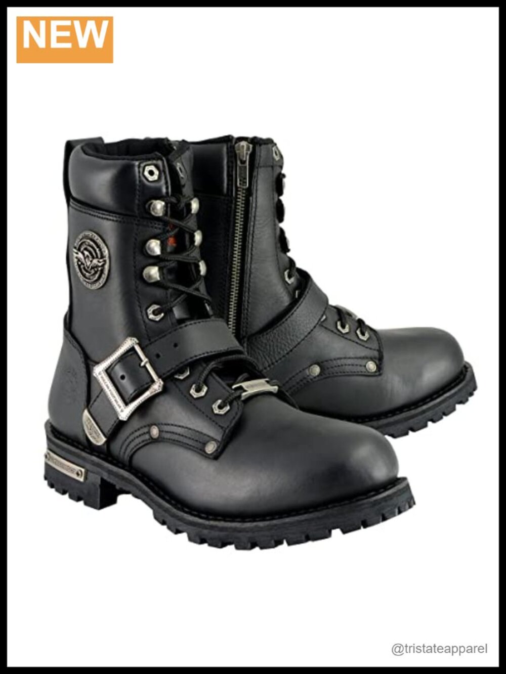 Men's Full Grain Waterproof Leather Engineer Motorcycle Boots